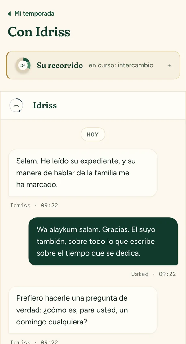Una conversación entre dos miembros, en francés.